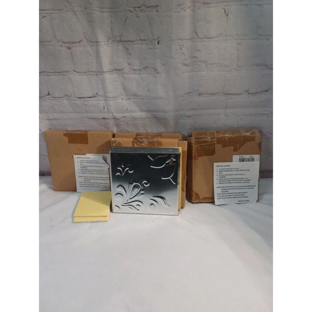 4" x 4" embossed silver metal tin tiles 15 pc per box $15 each l